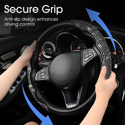 Decorative Rhinestone Detail Steering Wheel Cover