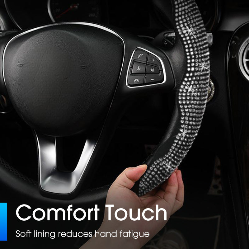 Decorative Rhinestone Detail Steering Wheel Cover
