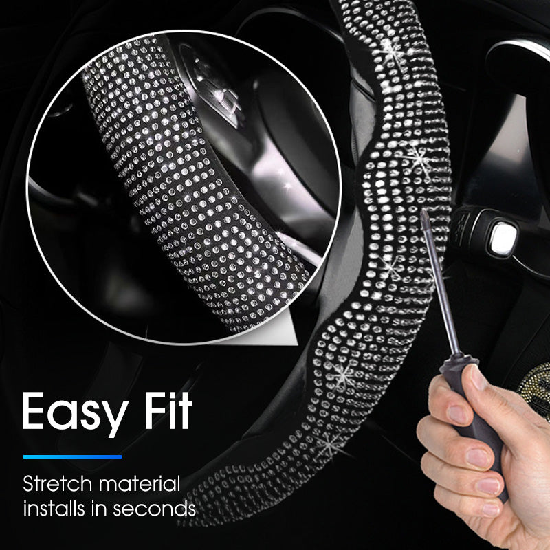 Decorative Rhinestone Detail Steering Wheel Cover