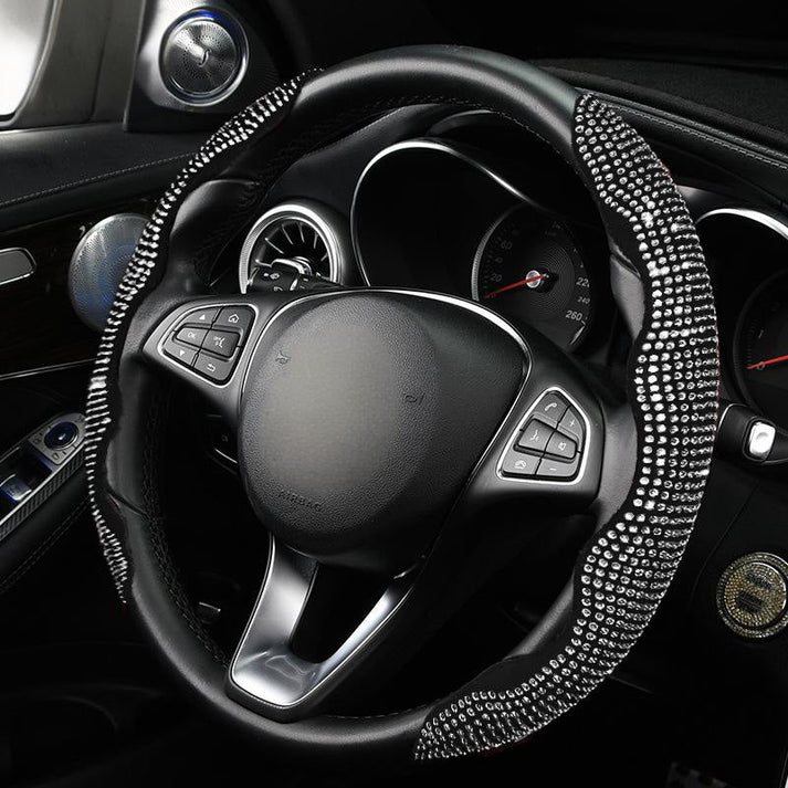 Decorative Rhinestone Detail Steering Wheel Cover