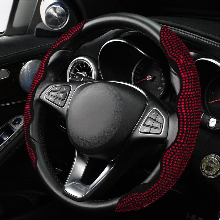 Decorative Rhinestone Detail Steering Wheel Cover