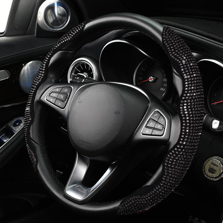 Decorative Rhinestone Detail Steering Wheel Cover