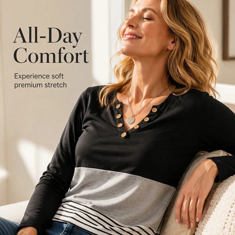 Women's Long Sleeve V-Neck Top