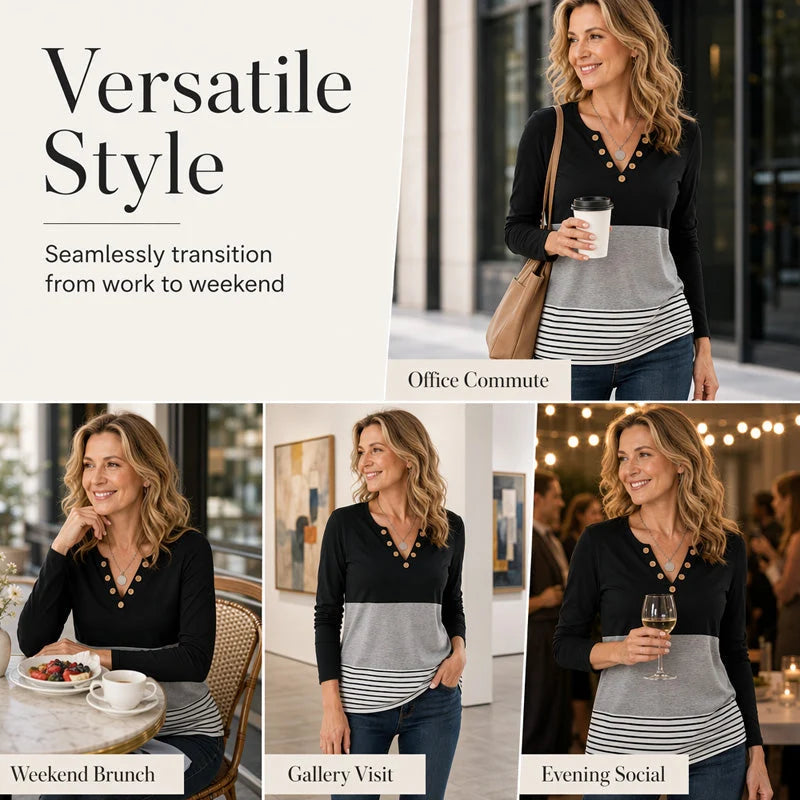 Women's Long Sleeve V-Neck Top