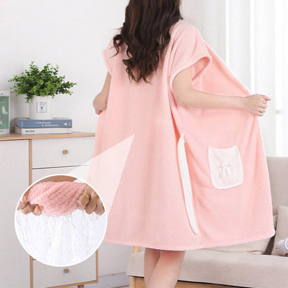 Wrap-Around Bathrobe with Waist Tie and Pocket