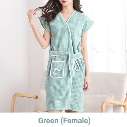 Wrap-Around Bathrobe with Waist Tie and Pocket