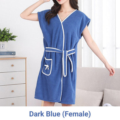 Wrap-Around Bathrobe with Waist Tie and Pocket