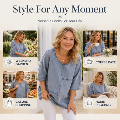 Women's Denim Print T-Shirt