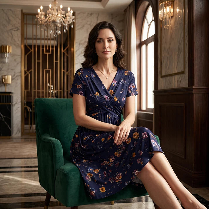 Women's V-Neck Floral Print Dress