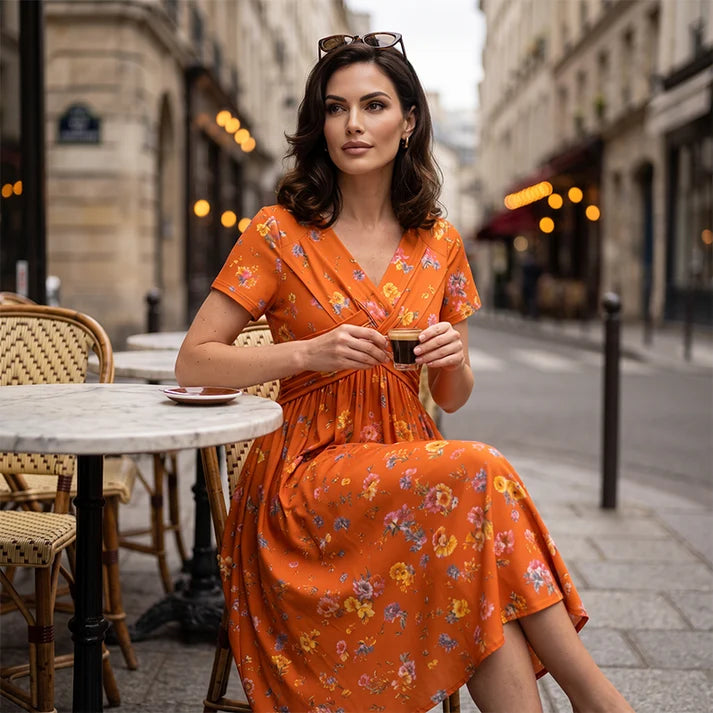 Women's V-Neck Floral Print Dress