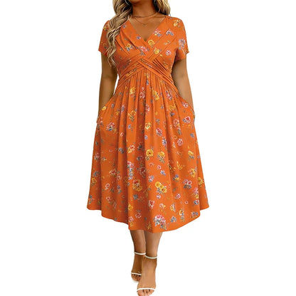 Women's V-Neck Floral Print Dress