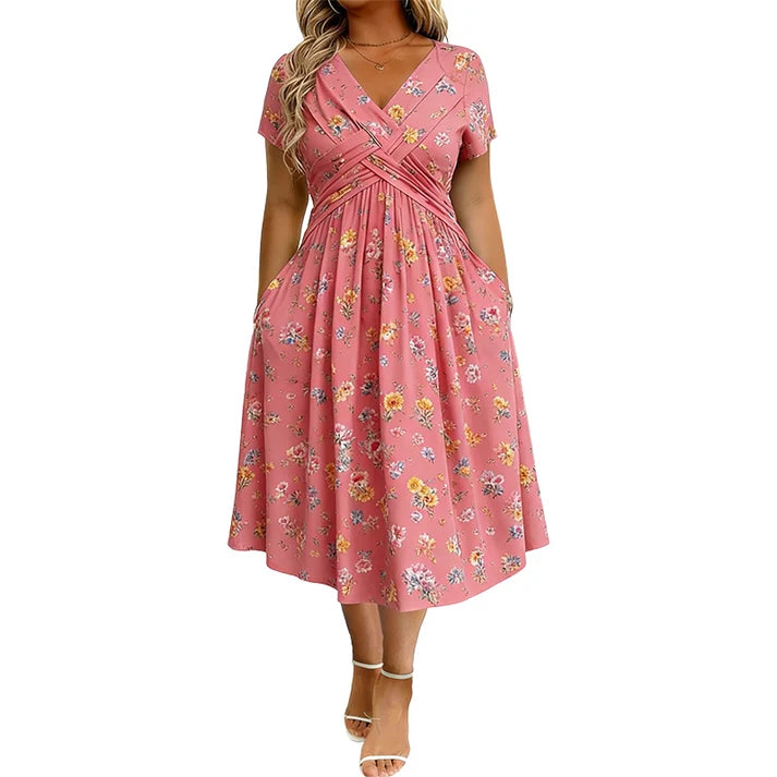 Women's V-Neck Floral Print Dress