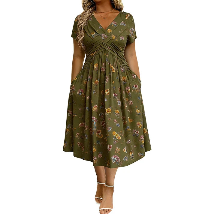 Women's V-Neck Floral Print Dress