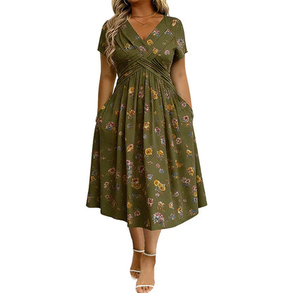 Women's V-Neck Floral Print Dress
