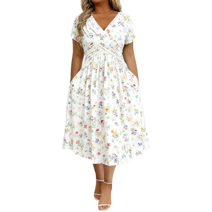 Women's V-Neck Floral Print Dress