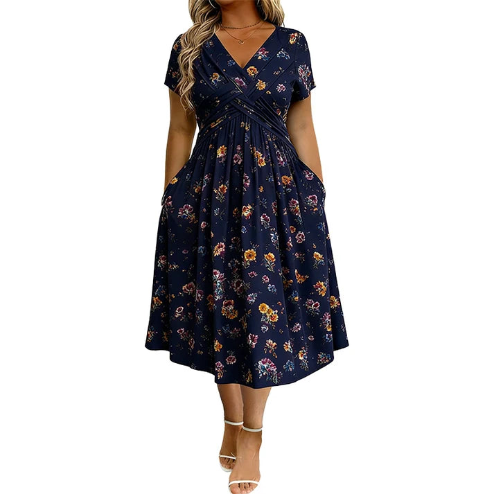 Women's V-Neck Floral Print Dress
