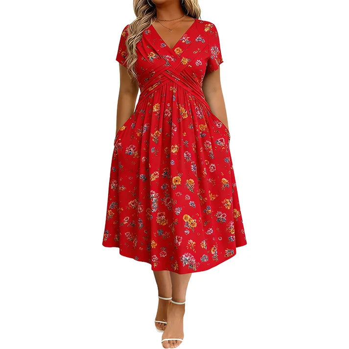 Women's V-Neck Floral Print Dress