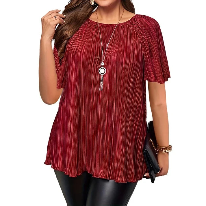 Women’s Pleated Relaxed-Fit Blouse