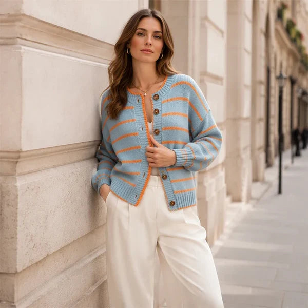 Women’s Striped Button-Front Cardigan