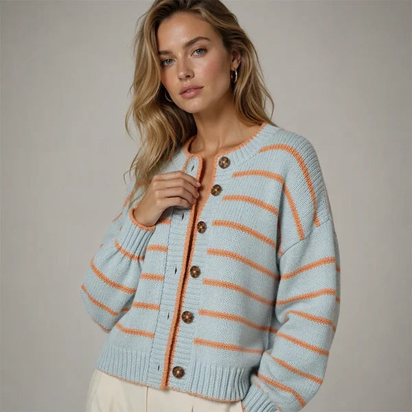 Women’s Striped Button-Front Cardigan