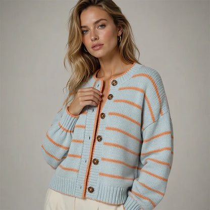 Women’s Striped Button-Front Cardigan