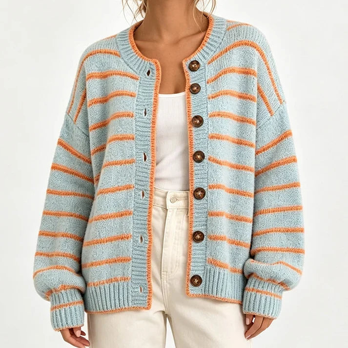 Women’s Striped Button-Front Cardigan