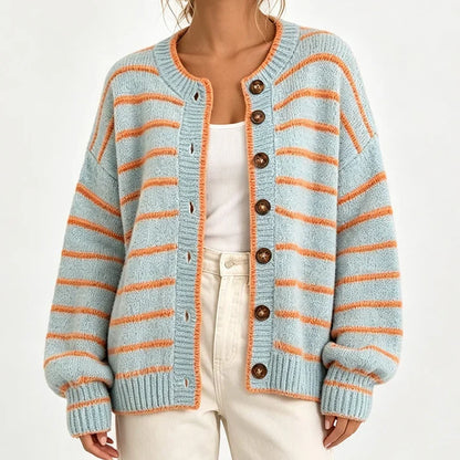 Women’s Striped Button-Front Cardigan