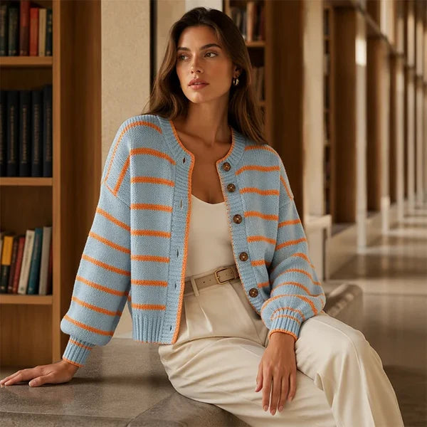 Women’s Striped Button-Front Cardigan