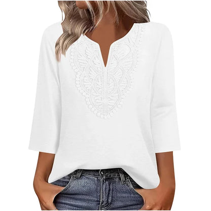 Women’s Lace-Trim V-Neck Tunic Top