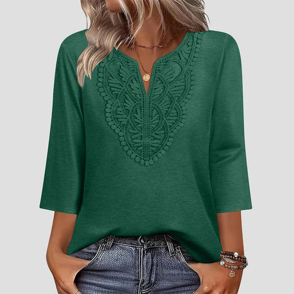 Women’s Lace-Trim V-Neck Tunic Top