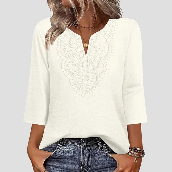 Women’s Lace-Trim V-Neck Tunic Top