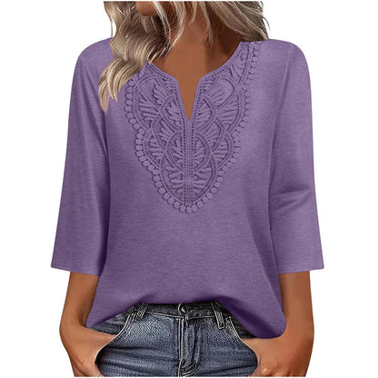 Women’s Lace-Trim V-Neck Tunic Top