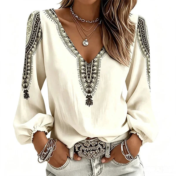 Women’s V-Neck Printed Top