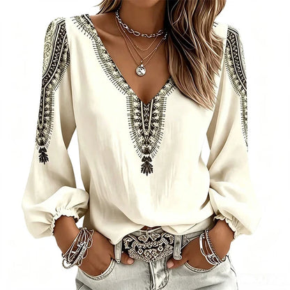 Women’s V-Neck Printed Top