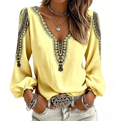 Women’s V-Neck Printed Top