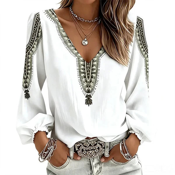 Women’s V-Neck Printed Top
