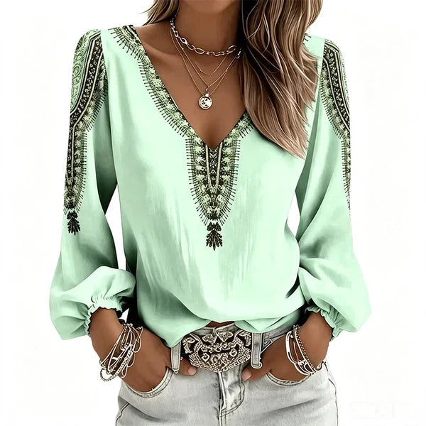 Women’s V-Neck Printed Top