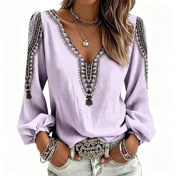 Women’s V-Neck Printed Top