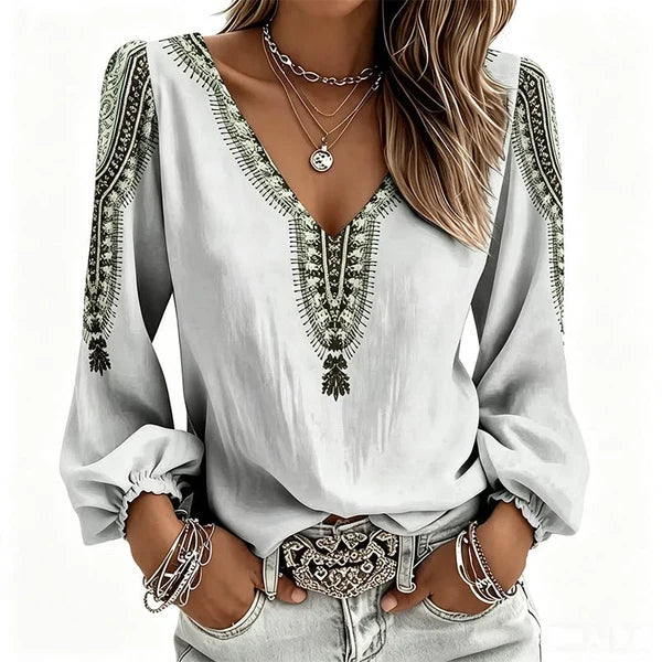 Women’s V-Neck Printed Top