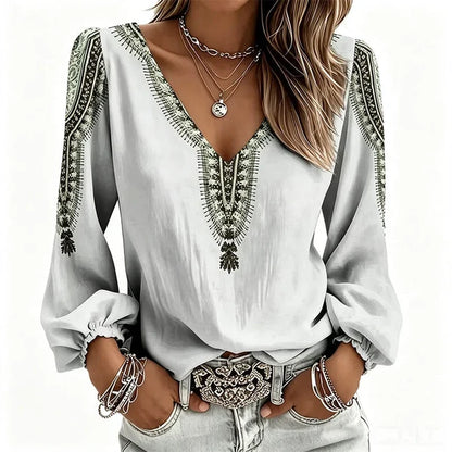 Women’s V-Neck Printed Top