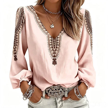 Women’s V-Neck Printed Top