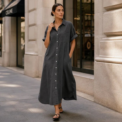 Women’s Loose-Fit Button-Front Denim Dress