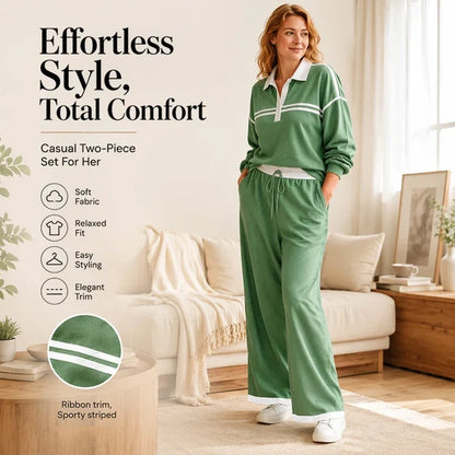 Women’s Striped Pullover and Wide-Leg Pants Set