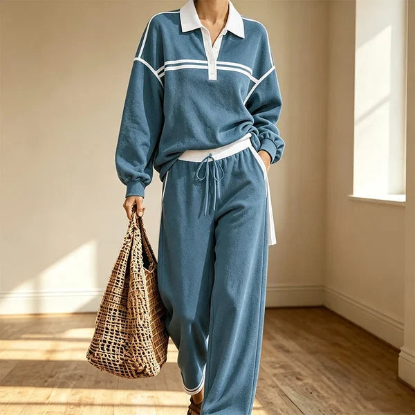 Women’s Striped Pullover and Wide-Leg Pants Set
