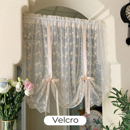 Floral Embroidered Tie-Up Sheer Curtain