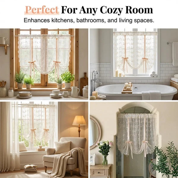 Floral Embroidered Tie-Up Sheer Curtain