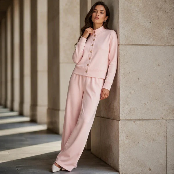 Women’s Button-Front Jacket and Wide-Leg Pants Set