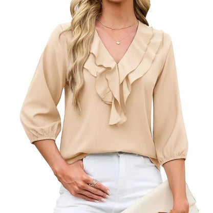 Women's Ruffle Neck Top