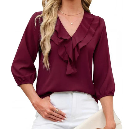 Women's Ruffle Neck Top