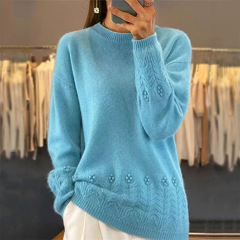 Women’s Cable Knit Round Neck Sweater